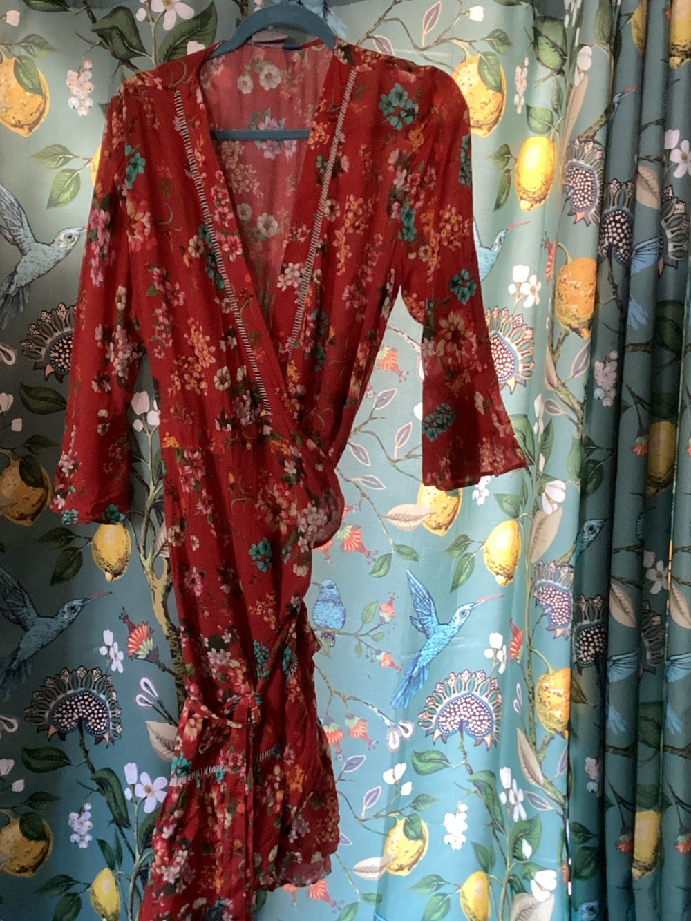 Farm Rio floral wrap dress large